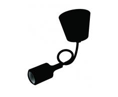 Suspension Douille E27 + Pavillon Silicone noir + Câble Textile noir L80CM