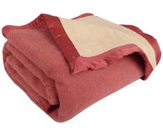 Couverture hiver Luxe - 100% pure laine vierge - OURSON - Rose L2/Ecru A1 - 180 x 220