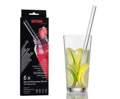 Bohemia Cristal 093 006 168 SIMAX 6 Pailles droites en verre borosilicate résistant à la chaleur 23 cm