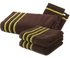 Lot de 2 Serviettes de Toilette + 1 Drap de Douche + 2 Gants de Toilette 100% Coton - 550 GR/m2