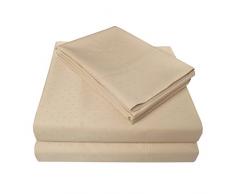 Impressions Superior - Ensemble de Drap de lit, 198 x 203 Pois suisses, Coton, Couche Simple, 400 Fils au Pouce carré, Beige