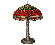 World Art TW60490 Lampes Style Tiffany Lampe de Table Libellule, Multicolore, 58x41x41 Cm