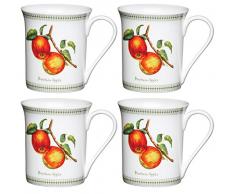 Kitchencraft Afternoon Tea en Porcelaine Anglaise cannelÃ© Mug, 260Â ML (Lot de 4), Multi/Couleur, Lot de 4, Porcelaine, Multi/Colour, 10.8 x 8 x 8.9 cm