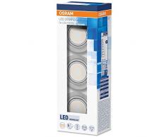 OSRAM - Lot de 3 Spots LED encastrables acier brossÃ© - DÃ©coupe 68-70mm - 3xSpots GU10 LED inclus - 3W Equivalent 35W - Angle 120Â° - Blanc chaud 2700K - Accessoires de montage et de connexion fournis