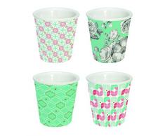 R2S 176TCGR Trend & Colors Coffret avec 4 Gobelets Espresso Porcelaine Vert 10 cl