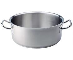 Pentole Agnelli Casserole Basse en Aluminium avec 2 poignées en Acier Inoxydable 18/10, argenté 32 cm Argent