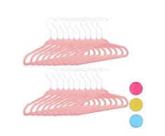 Relaxdays 10021822_113 Cintres 20 antidÃ©rapant vÃªtements bÃ©bÃ© Enfant Velours, Crochet 360Â°, HxlxP: 18 x 28 x 0,5 cm, Rose, Plastique, mÃ©tal