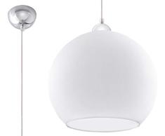 Sollux Lighting Suspension boule en verre Blanc chromé