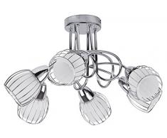 Rabalux 6086 Plafonnier, Verre, E14, Blanc, 6-flammig