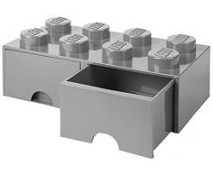 Tiroir en brique LEGO 8 boutons, 2 tiroirs, boîte de rangement empilable, 9.4 l