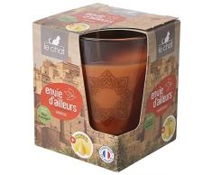 Le Chat 1192045 Bougie parfumÃ©e & colorÃ©e dans son contenant en verre en boÃ®te imprimÃ©e MAROC - orange / parfum fleurs doranger aux huiles essentielles