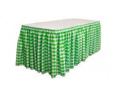La Lin Polyester Vichy à Carreaux Jupe de Table 4,3 m, Polyester, Blanc/Vert Citron, 640 x 73.66 x 0.5 cm