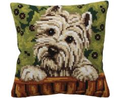 Collection dArt CD5162 40 x 40 cm Westy Kit Point de Croix Coussin, Coton, Multicolore, 33 x 3,2 x 24,9 cm