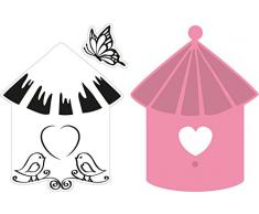 Marianne Design COL1310 Nichoir et Oiseaux Ã Collectionner, MÃ©tal, Rose, 5,9 x 7,7 x 0,4 cm