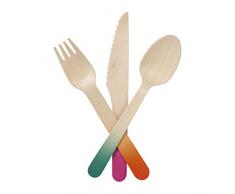 Talking Tables FST2-CUTLERY Fiesta Tropicale Couverts en Bois 6 ParamÃ¨tres dÃ©corations, Papier Carton, Multicolore, 1,5 x 10 x 23,5 cm