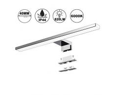 Azhien Lampe pour Miroir LED Salle de Bains 10W 820lm,400mm Blanc Froid 6000K Lampe Miroir 230V IP44 Acier Inoxydable 3 en 1 Salle de Bain Lumiere 40cm