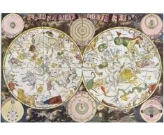 1art1 Cartes Historiques Poster - Carte du Ciel, Planisphère, 17è Siècle, Frederik De Wit (91 x 61 cm)