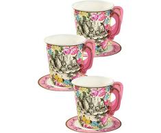 Talking Table Sets de Tasses de The et Soucoupes de Theme Alice Au Pays des Merveilles | Ideal pour Fetes danniversaire, fetes de Naissance et Gouter