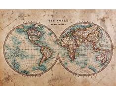 Scenolia Tableau dÃ©coratif Grand Format sur Toile The World in Hemispheres 90 x 60 cm | Impression Haute qualitÃ©