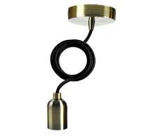 Suspension Douille Lisse E27 + Pavillon Métal Bronze +Câble Textile Noir L2M