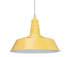Relaxdays Suspension luminaire abat-jour en mÃ©tal avec couleur tendance HxlxP: 116 x 36 x 36 cm lampe style industriel hauteur rÃ©glable, jaune