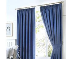 Fusion Dijon Rideaux Unis plissÃ©s et doublÃ©s, Denim, 46x90 (117 x 229 cm)