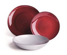 Excelsa Diamond Service Assiettes 18 Pièces, Verre, Multicolore