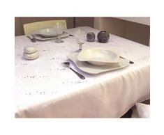 Soleil dOcre 817390 Happiness Nappe Rectangle Polyester Blanc 140 x 240 cm