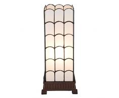 Lumilamp 5LL-5930 Art Deco Lampe de Table Style Tiffany Blanc 17 x 17 x 45 cm/E27/max 1 x 40 W Verre coloré