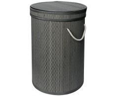 GELCO Design 708821 Panier Ã Linge Avec Couvercle, Bambou, Gris, 55 x 38 x 7 cm
