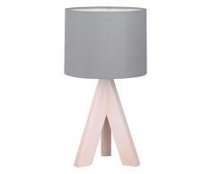 Reality, Lampe de table, Ging 1xE14, max.40,0 W Tissu, Gris, Corps: Bois naturel, couleur de bois Ã:17,0cm, H:31,0cm IP20,Interrupteur de cordon