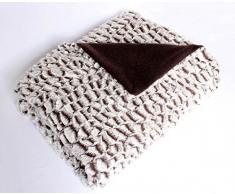 Enjoy Home P014BCCH130160 Plaid Polyester Blanc/Chocolat 160 x 130 cm