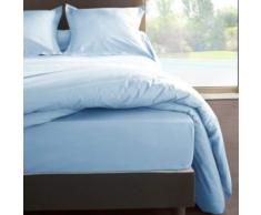Vent Du Sud Drap Housse Uni en Coton Percale, Ciel, 200x160 cm
