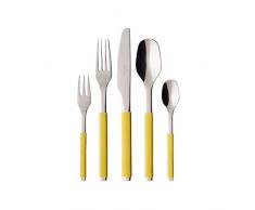 Villeroy & Boch S+ Lemon Pie Couverts de table, 30 unités, Acier inoxydable, Manche à revêtement en silicone jaune