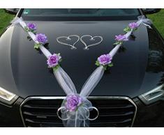 Organza M + de cÅurs voiture de mariage bijoux rose décoration décoration auto Bijoux Mariage Car Auto Wedding ratan Guirlande voitures Lila / Weià / WeiÃ