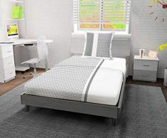 Soleil docre Damier Parure de lit, Coton, Blanc, 180x290 cm