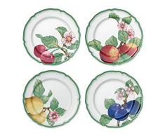 Villeroy & Boch French Garden Modern Fruits Assiette plate, Lot de 4, 26 cm, Porcelaine Premium, Blanc/Multicolore