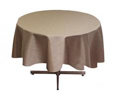 Soleil dOcre 815413 Fiesta Nappe Ronde Impression Argent Polyester Ecru/Taupe 180 x 180 cm