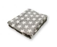 Soleil docre Plaid Polaire imprimÃ© 120x160 cm Star Gris, Polyester, 120 x 160 cm