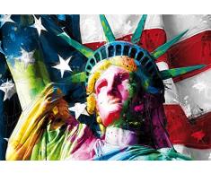 1 Mur Patrice Murciano Statue de la Liberté USA Coller Le Papier Peint Non tissé, Bois, Multicolore, 3,66 x 2,53 M