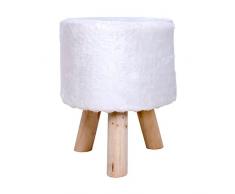 Rebecca Mobili Pouf Repose-Pieds Poil Blanc, Accessoires de Decoration, pour Salon Maison â Dimensions: 45 x 35 x 35 cm (HxLxL) - Art. RE4534