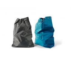 Linea Più Self Service Sac à linge 2 pièces, tissu, gris/turquoise, 56.0 x 20.0 x 71.0 cm