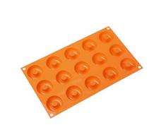 Silikomart 26.171.71.0063 SF171 Moule Forme Beignet Taille Petite 15 CavitÃ©s Silicone Orange