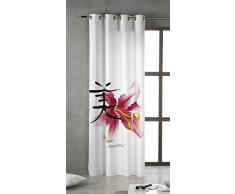 Tsuki Ran Rideau avec Åillets métalliques à Motif Japonais Zen, 150 x 260 cm