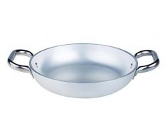 Pentole Agnelli Casserole à Radiant en Aluminium, épaisseur 5 mm, avec 2 poignées en Acier Inoxydable, argenté 24 cm Argent