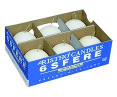 Cereria de Giorgio risthò Bougies Boule, Cire, Blanc, 6 x 6 x 6 cm, 6 unités