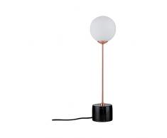 Paulmann 79662 Neordic Moa Lampe de table, max. 1x10W, G9, Blanc/Noir/Cuivre mat, 230V, Verre/Marbre/MÃ©t