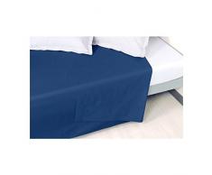 VENT DU SUD Drap Plat Uni en Coton Percale, OcÃ©an, 300x240 cm
