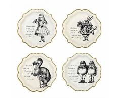 Talking Tables Truly Alice Assiette avec bordure dorée, Multicolore, Medium, 22,9 cm, Lot de 8