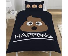 KidCollection EMO020, Noir, Housse de Couette 1 Personne
